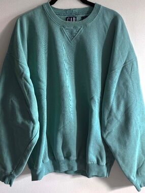 Gap Vintage 90s Crewneck Blank Sweatshirt Teal Minimalist Classic Pullover Med